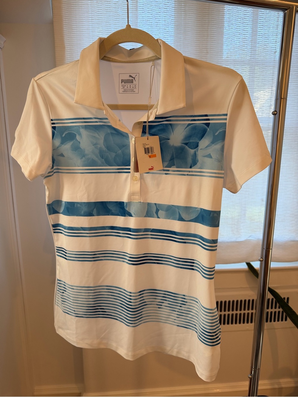 Puma Golf Bloom Stripe Polo, NWT, S